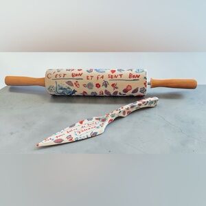 Anthropologie Retired Nathalie Lete Bibelot Ceramic Rolling Pin And Pie Server